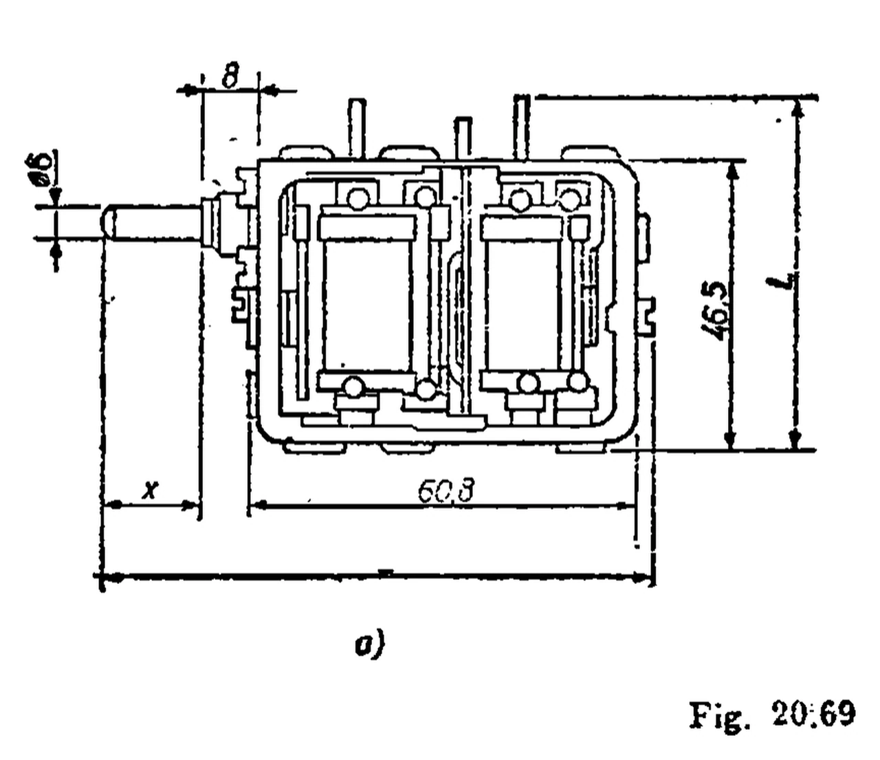 Electronica P air variable capacitors: Drawing (fig. 20.69 a)