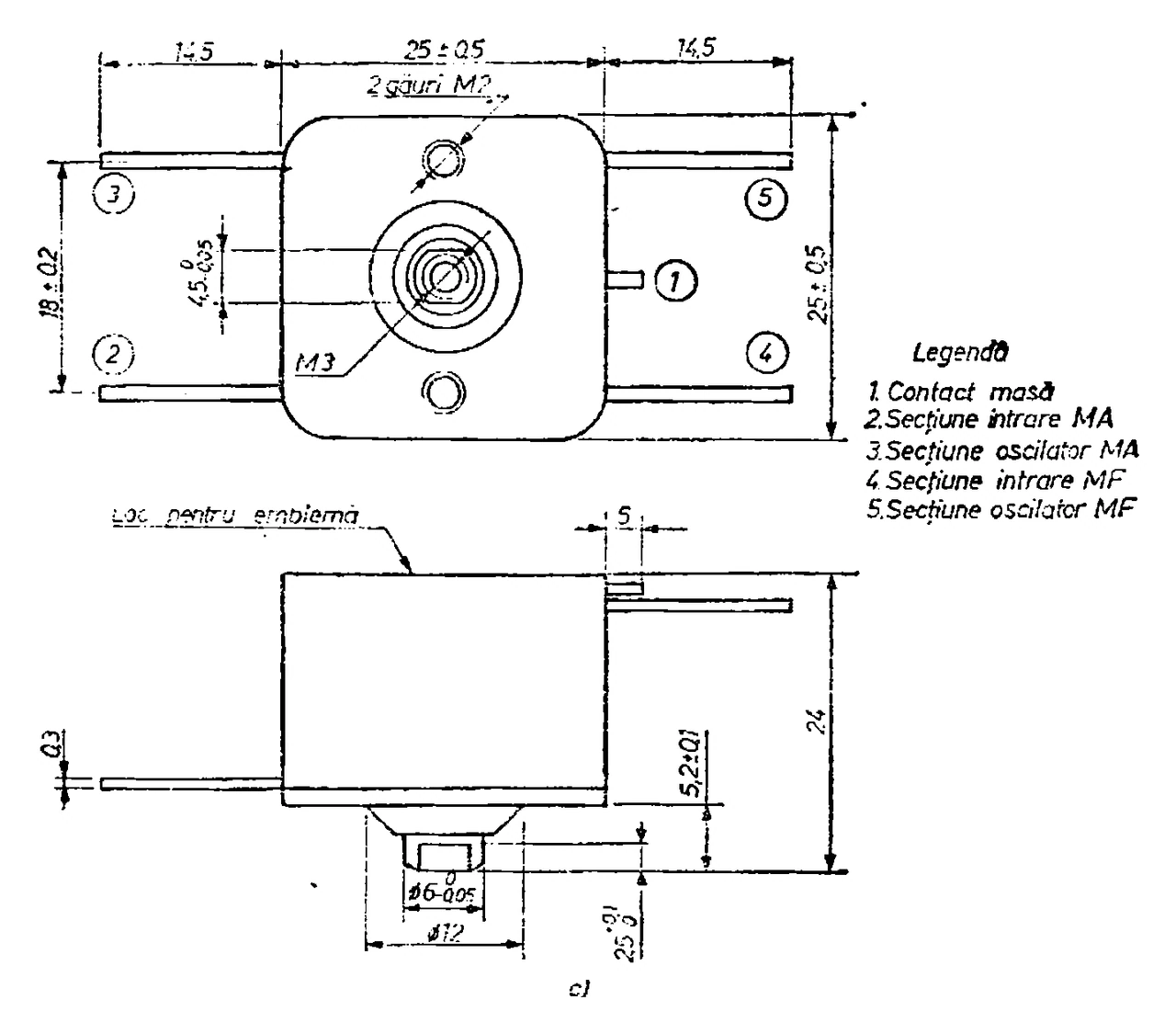 Electronica P solid-dielectric variable capacitors: Drawing (fig. 20.70 c, P 10.890)