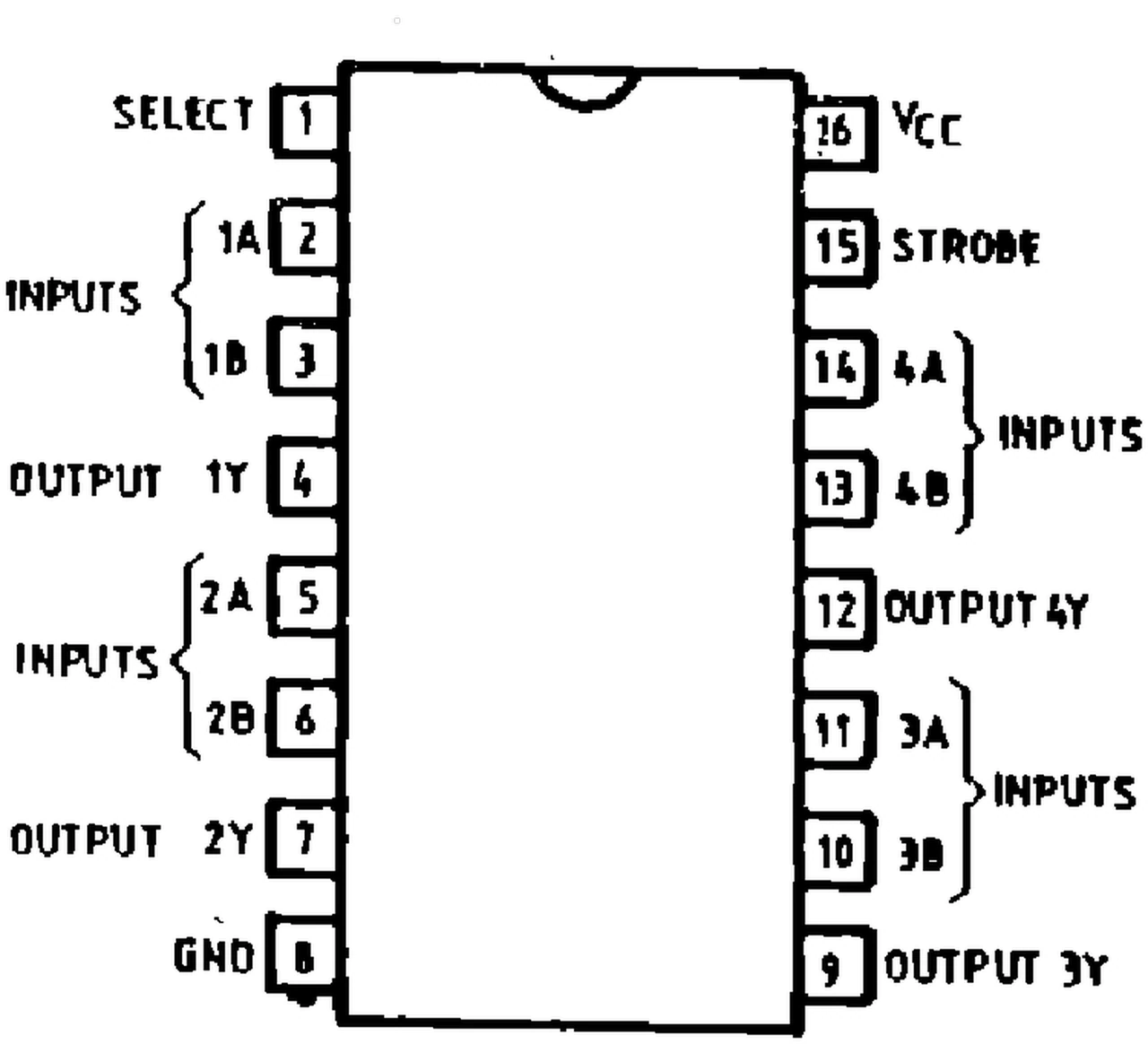 IPRS Băneasa 74LS158: Pinout (1990 catalogue)