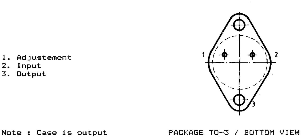 IPRS Băneasa βM317: Pinout βM317K, βM317AK (TO 3) (1990 catalogue)