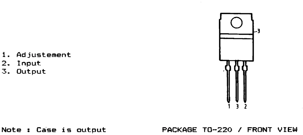 IPRS Băneasa βM317: Pinout βM317T, βM317AT (TO 220) (1990 catalogue)