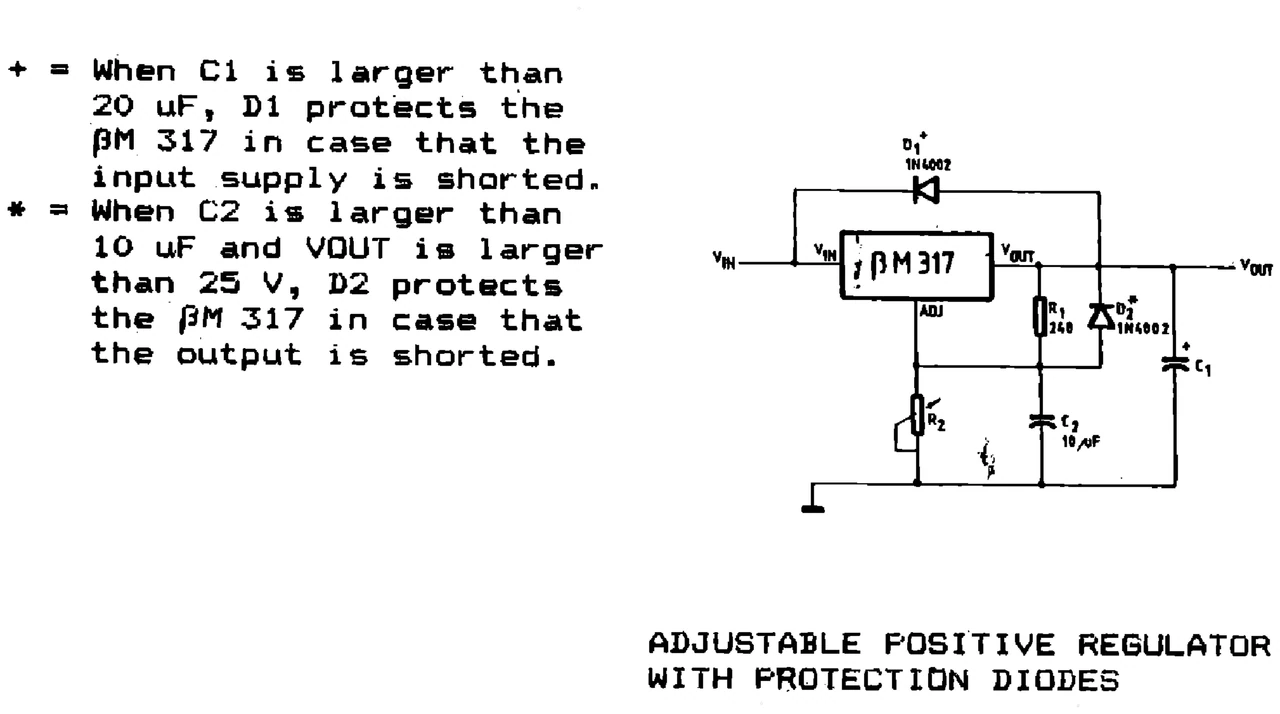 IPRS Băneasa βM317: Adjustable positive regulator with protection diodes (1990 catalogue)