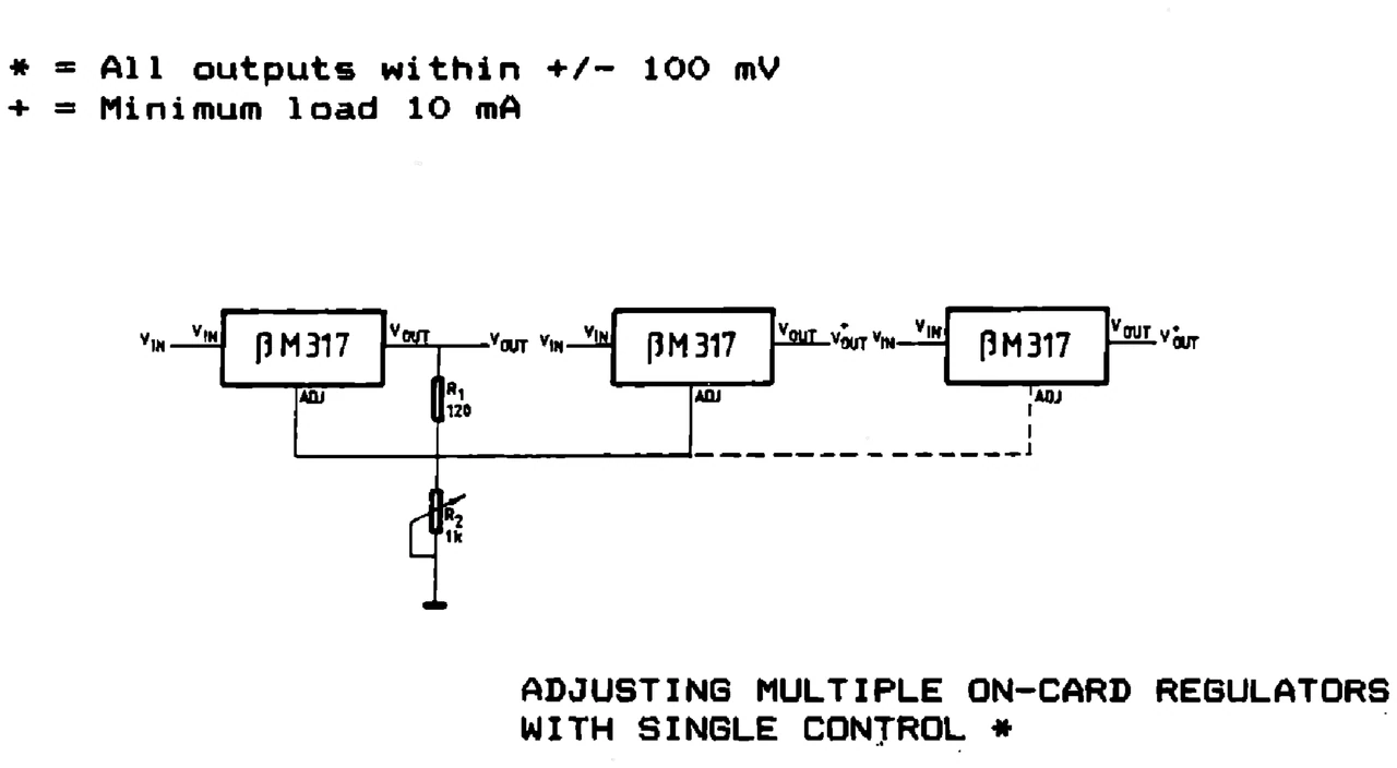IPRS Băneasa βM317: Adjusting multiple on card regulators with single control (1990 catalogue)