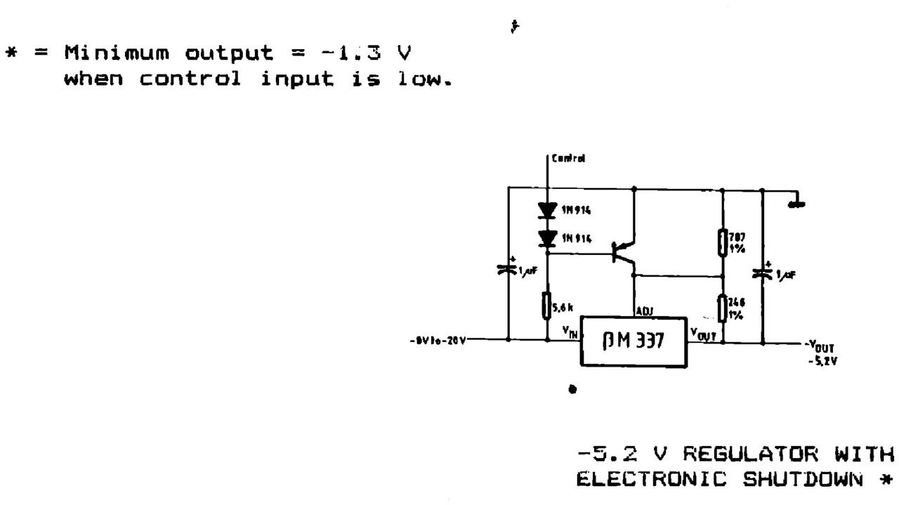 IPRS Băneasa βM337: 5.2 V regulator with electronic shutdown (1990 catalogue)
