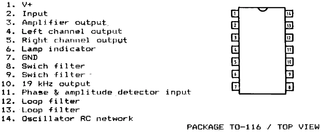 IPRS Băneasa βMC1309: Pinout (1990 catalogue)