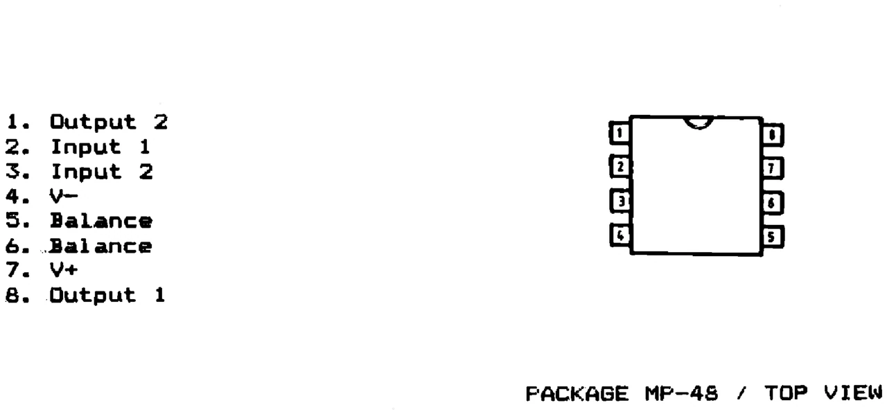 IPRS Băneasa βMTX121AN: Pinout (1990 catalogue)