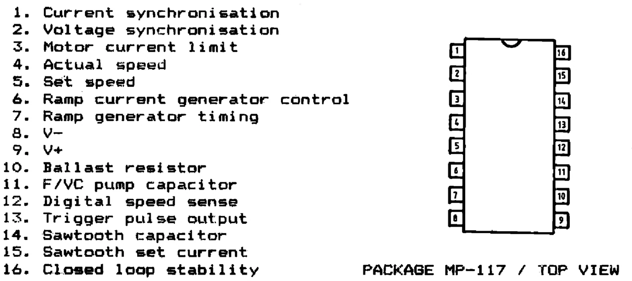 IPRS Băneasa βTDA1085A: Pinout (1990 catalogue)