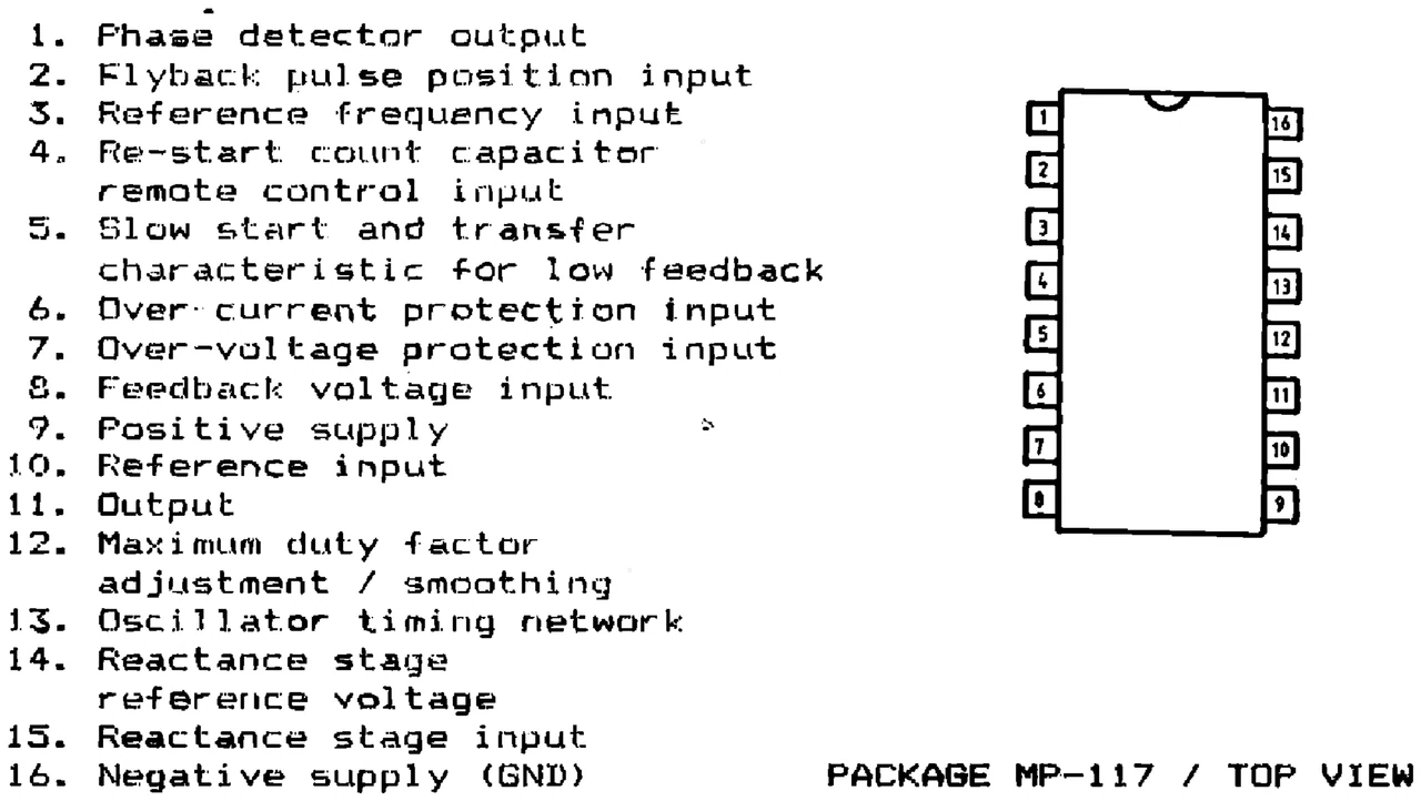 IPRS Băneasa βTDA2581: Pinout (1990 catalogue)