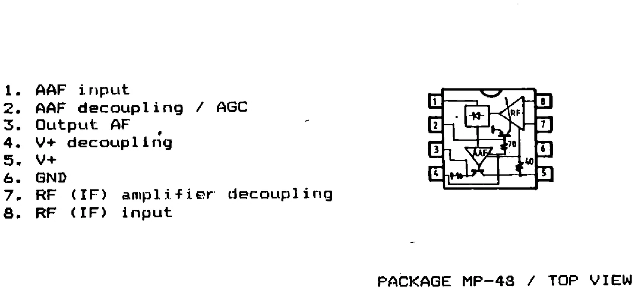 IPRS Băneasa βU1014N: Pinout (1990 catalogue)