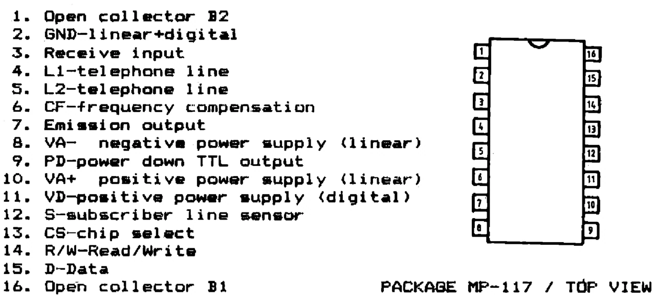 IPRS Băneasa βUTB0010: Pinout βUTB0010 (1990 catalogue)