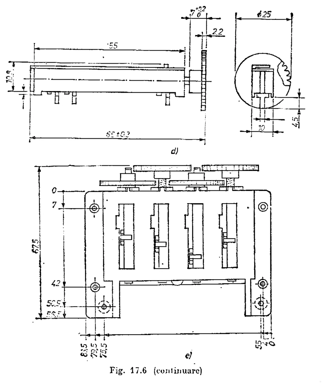 Electronica P multiple potentiometers: Drawings (fig. 17.6 d, e)