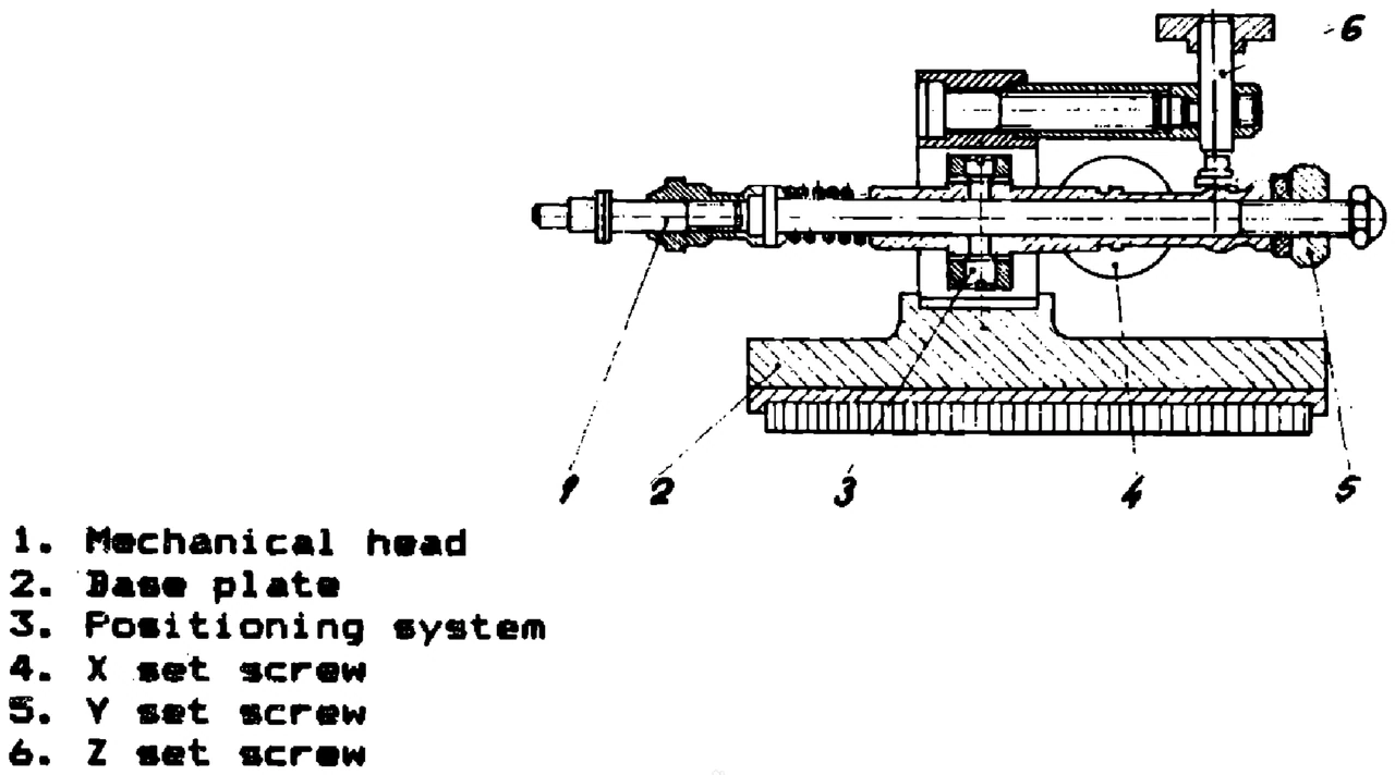IPRS Băneasa X-Y-Z micrometric tool: Drawing (1990 catalogue)