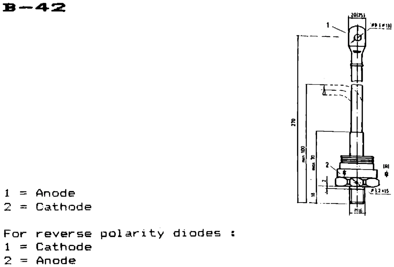 IPRS Băneasa D355N: B-42 case outline, silicon diodes (dimensions in mm)