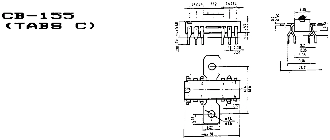 IPRS Băneasa TBA810S: CB-155 (TABS C) case outline (dimensions in mm)