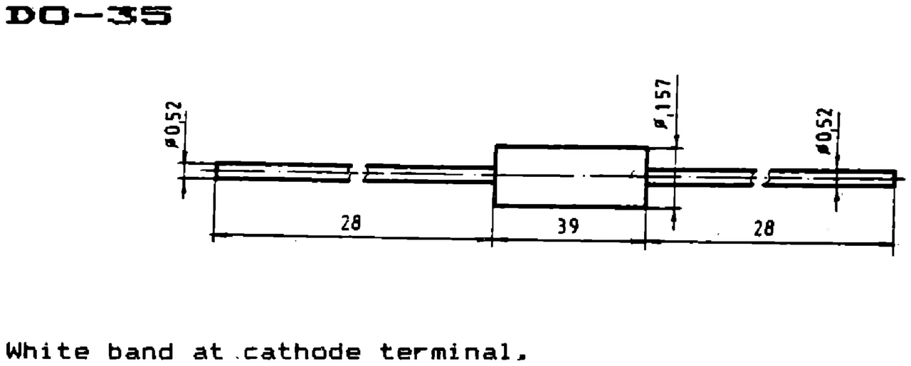 IPRS Băneasa BA243: DO-35 case outline, silicon diodes (dimensions in mm)