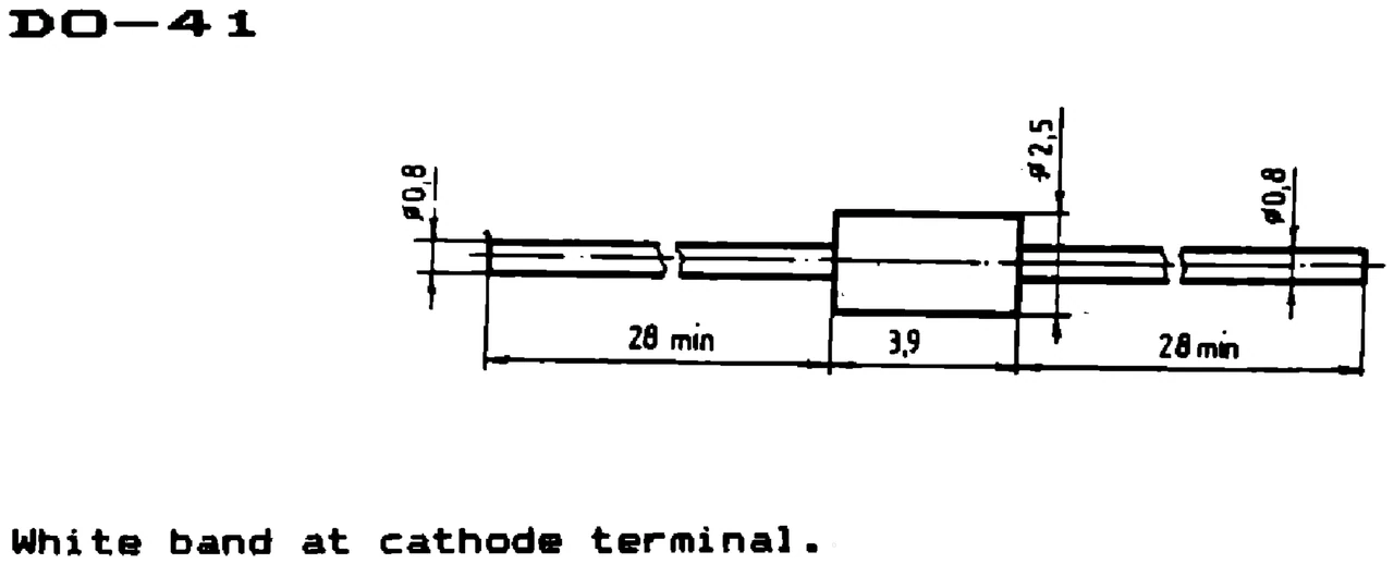 IPRS Băneasa ZP3V9…ZP100: DO-41 case outline, silicon diodes (dimensions in mm)