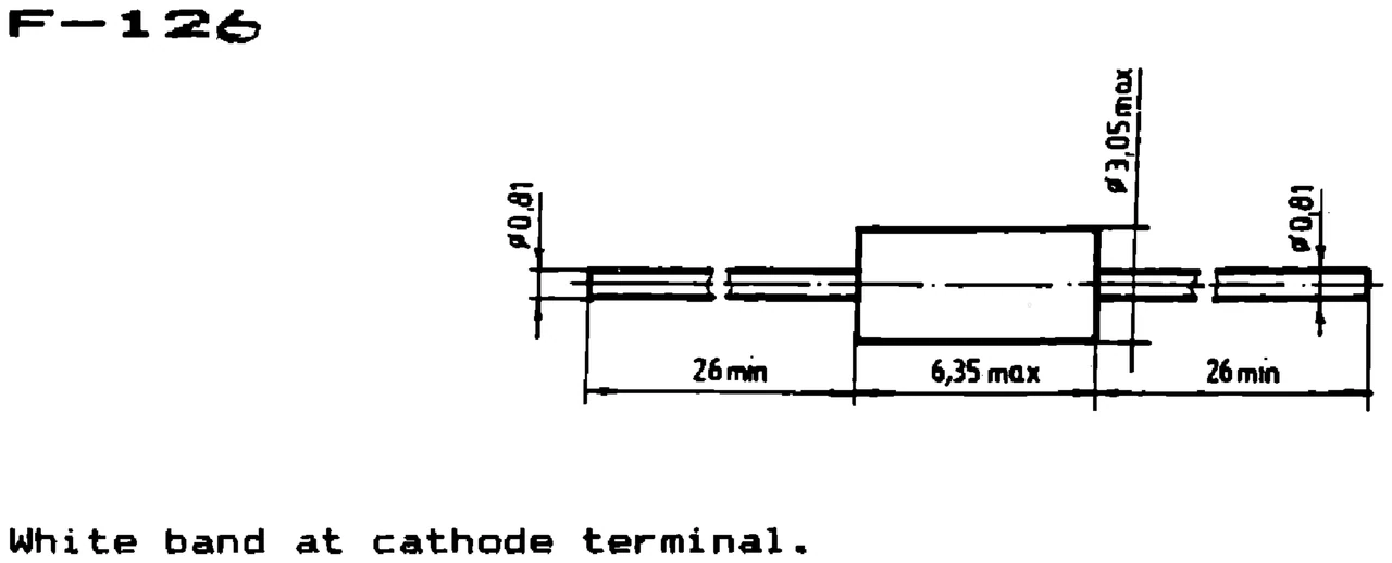 IPRS Băneasa BA157…BA159: F-126 case outline, silicon diodes (dimensions in mm)
