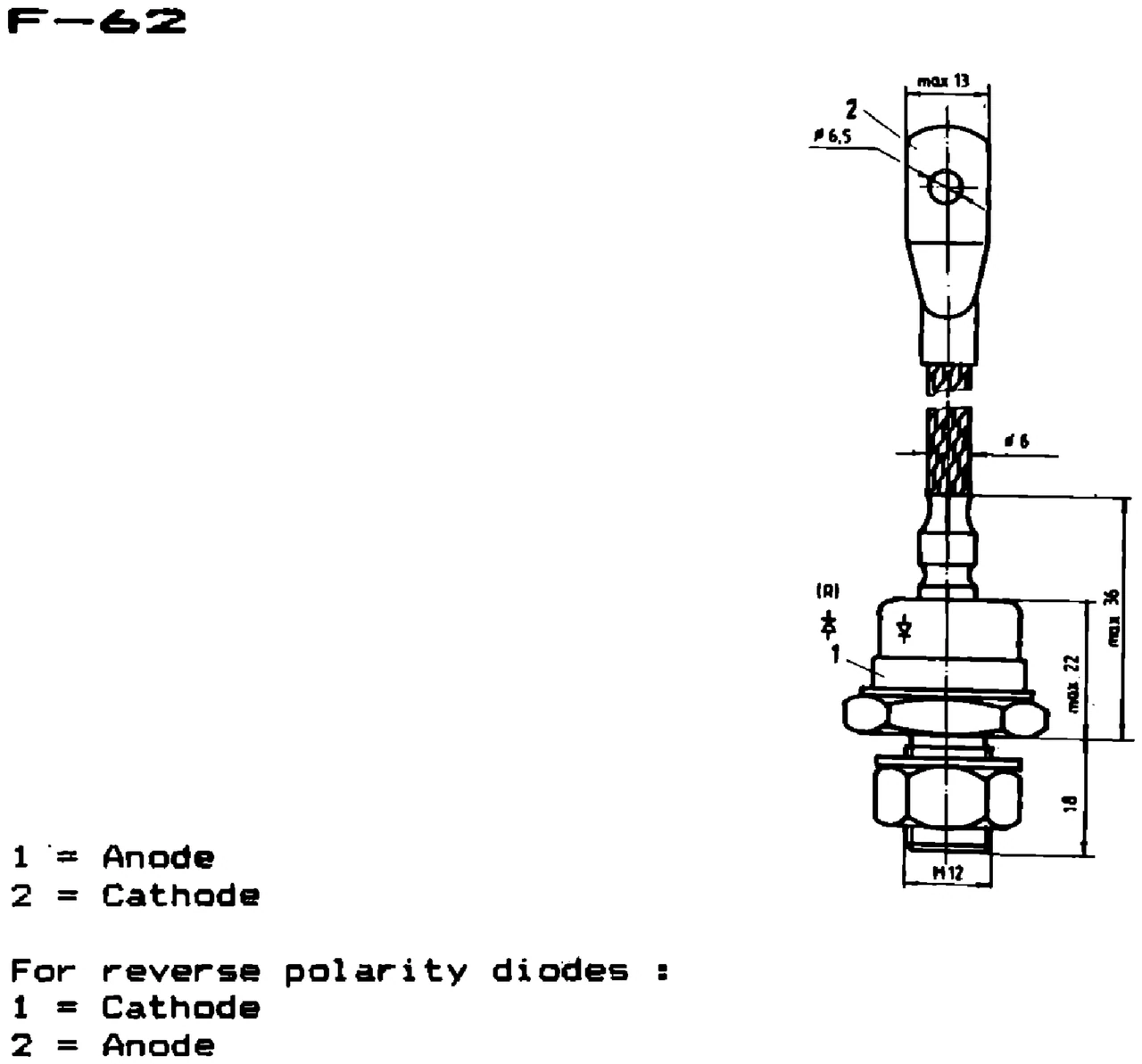 IPRS Băneasa K1040…K1140: F-62 case outline, silicon diodes (dimensions in mm)