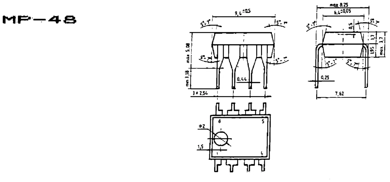 IPRS Băneasa βMTX121AN: MP-48 case outline (dimensions in mm)