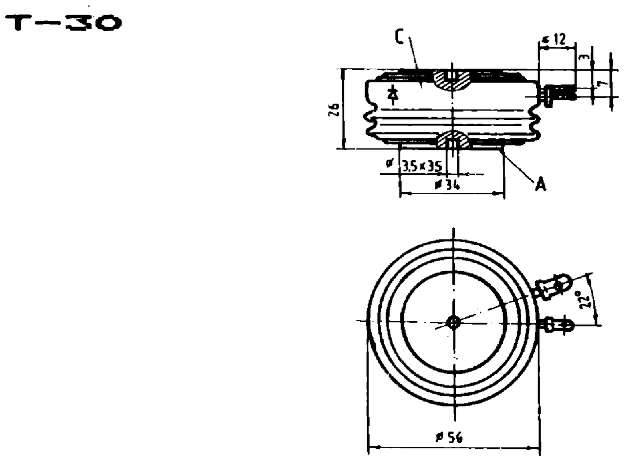 IPRS Băneasa D690S: T-30 case outline, silicon diodes (dimensions in mm)