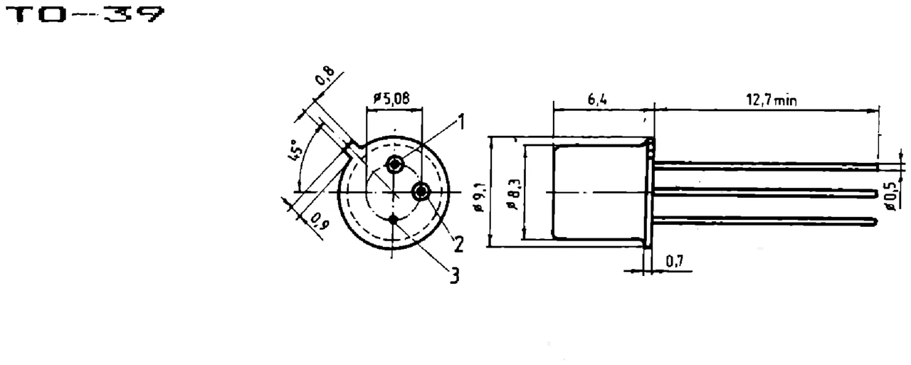 IPRS Băneasa βM317: TO-39 case outline (dimensions in mm)