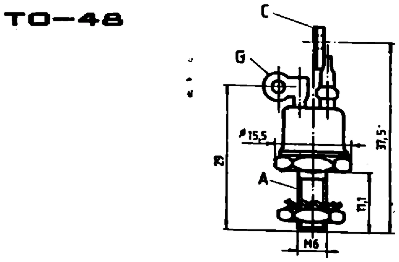 IPRS Băneasa T22F: TO-48 case outline, thyristors and triacs (dimensions in mm)