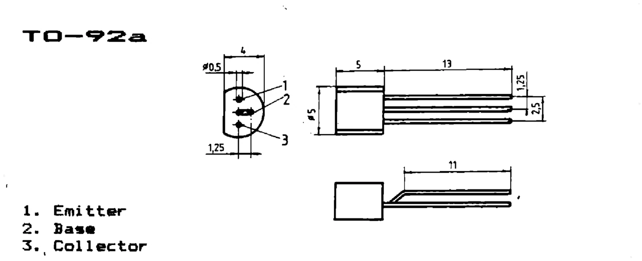 IPRS Băneasa BF914: TO-92a case outline and terminals, silicon transistors (dimensions in mm)