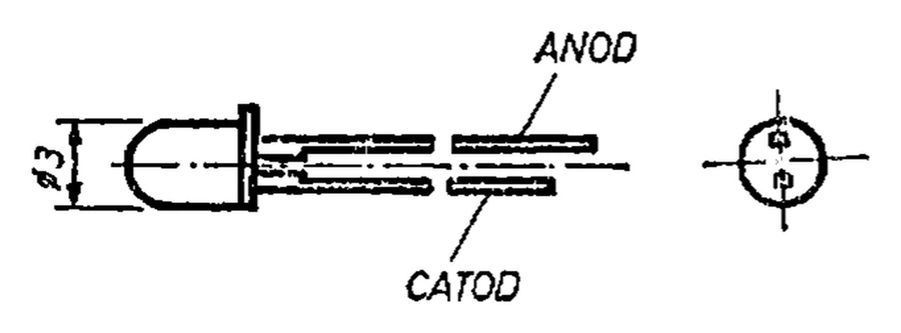 Microelectronica MDE1303: LED, Ø 3 mm (anode, cathode)